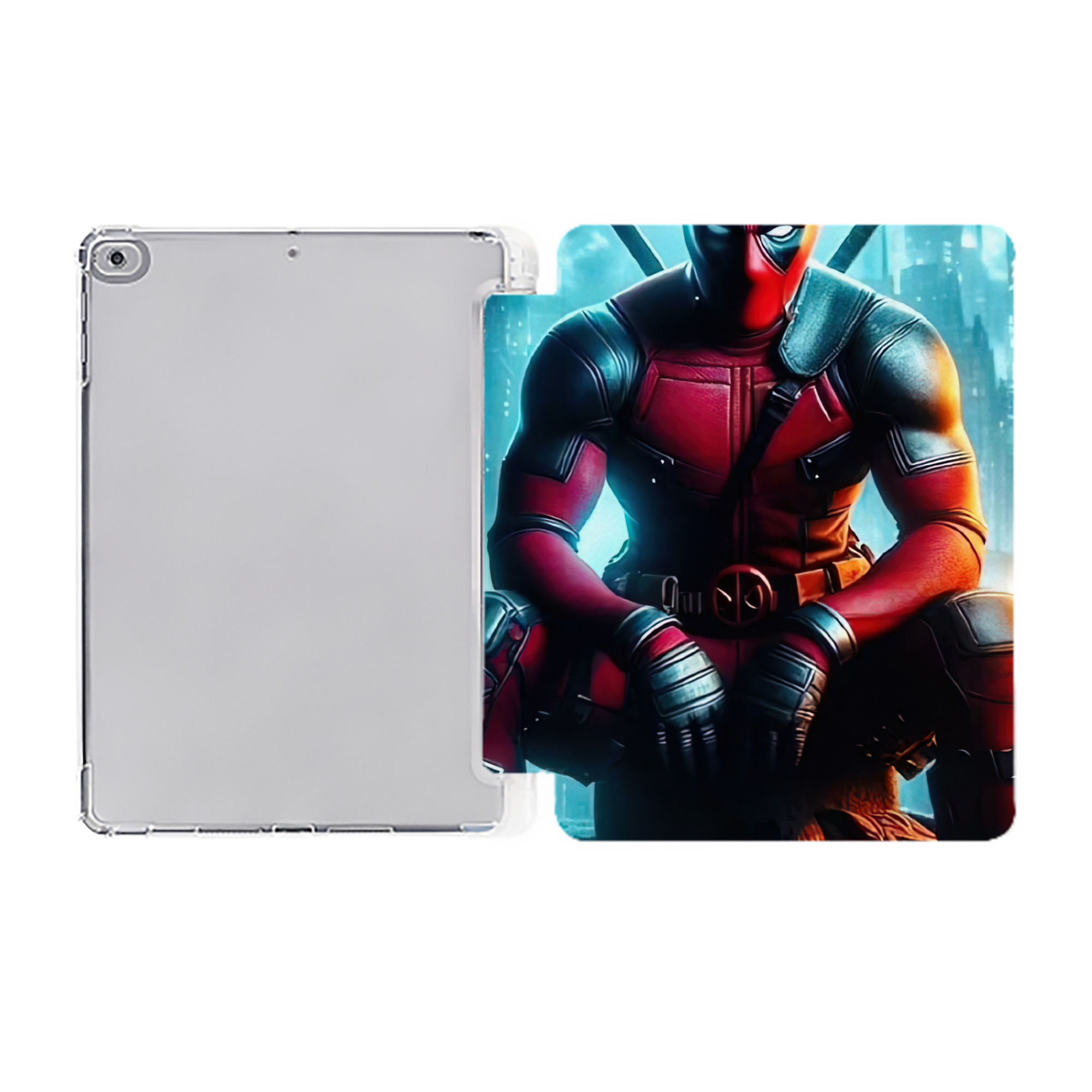 （画像用） Deadpool デッドプール IPad ケース ペン収納付き 三つ折りスタンド PUレザー×シリコン 対応機種9.5/10.5/10.9インチ
